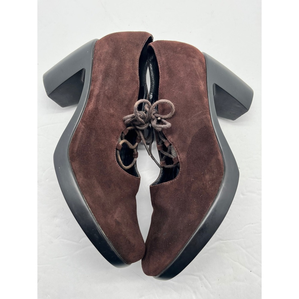 Dansko Brown Suede Lace Up Block Heel Oxford Shoes Womens 7.5-8/ 38 Whimsigoth - Picture 1 of 9